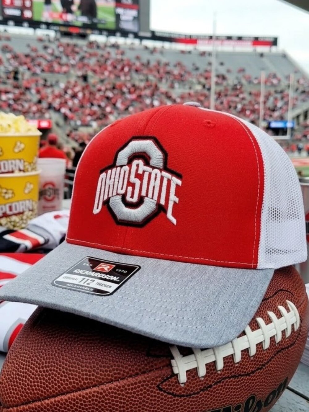 Ohio State Buckeyes Hat Block O Scarlet Gray Richardson 112 Snapback Cap USA 90s